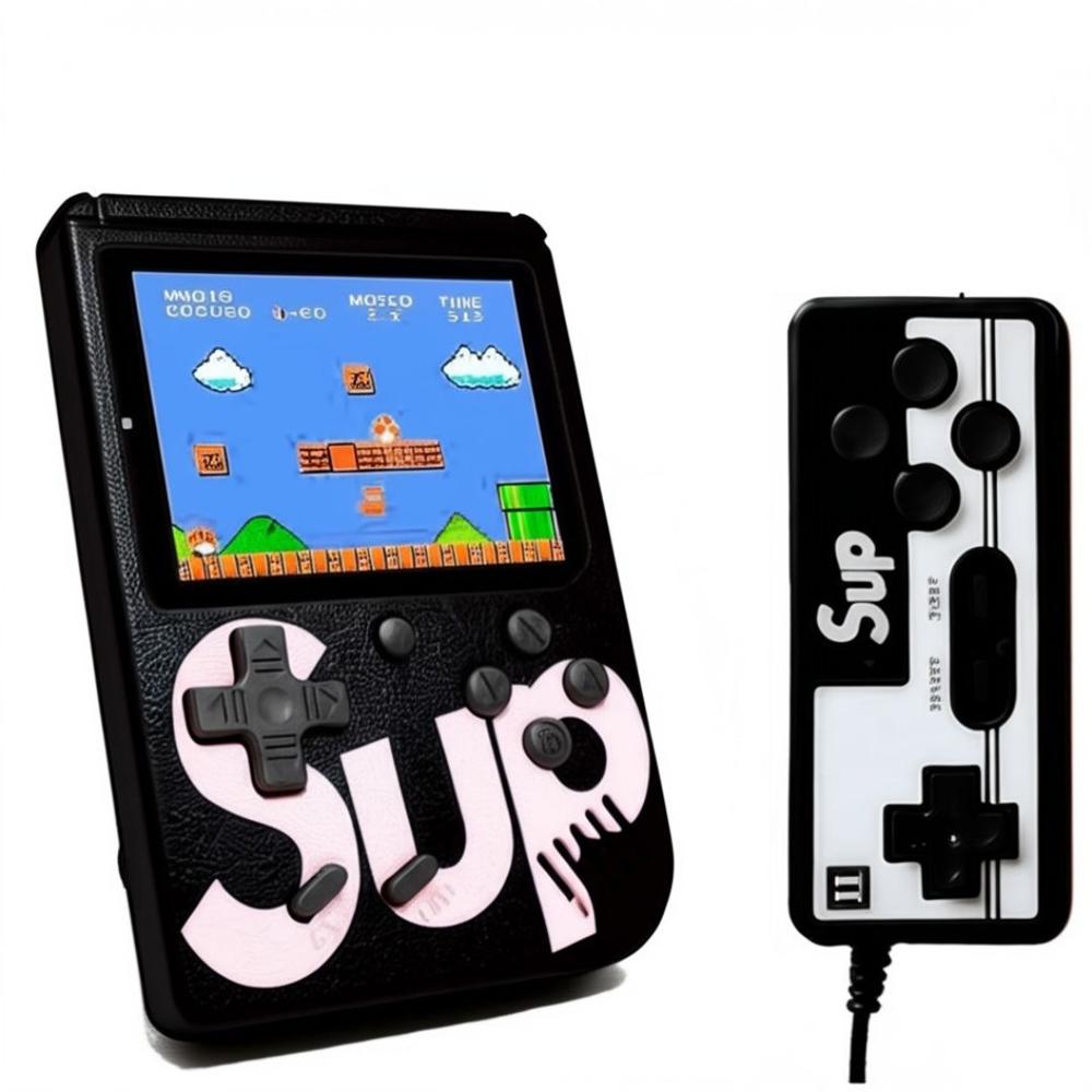 Mini Consola Retro Portátil 3"" SUP 400 Juegos + Mando Adicional Negro
