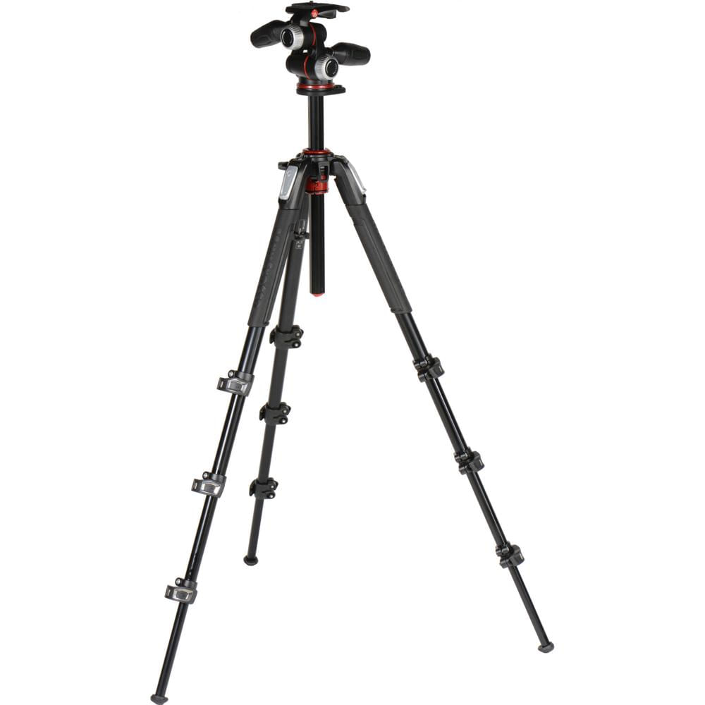 Trípode de Aluminio Manfrotto MK190XPRO4-3W con Cabezal Pan/Tilt de 3 Vías - Capacidad de Carga 26.5