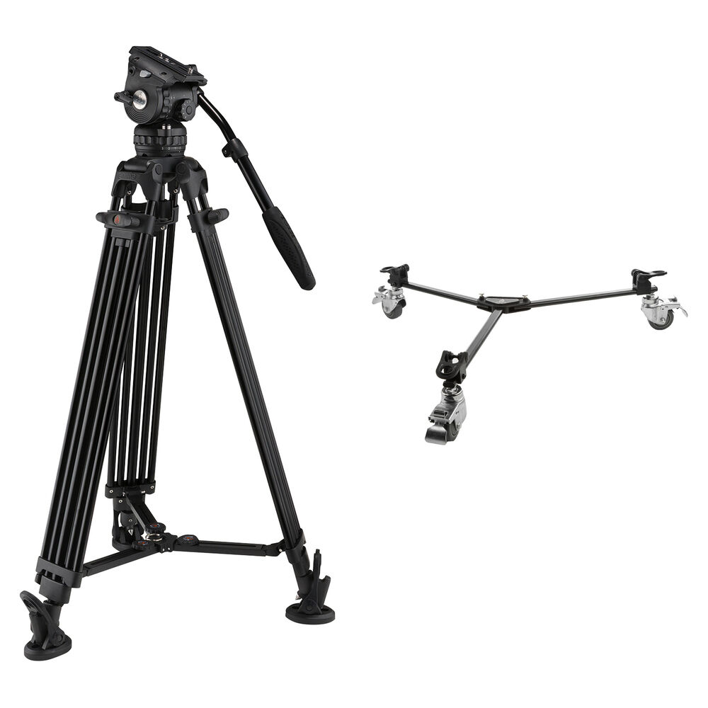Trípode de Aluminio de Dos Etapas E-Image con Cabezal GH06 y Kit de Dolly para Trípode (75mm) - Sopo
