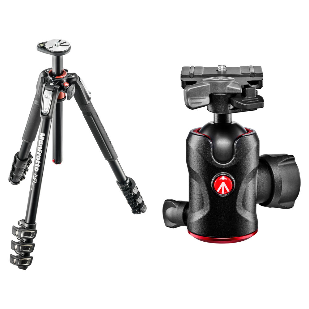 Trípode de Aluminio Manfrotto MT190XPRO4 con Cabezal de Bola Compacto 496RC2 - Capacidad de Carga 13