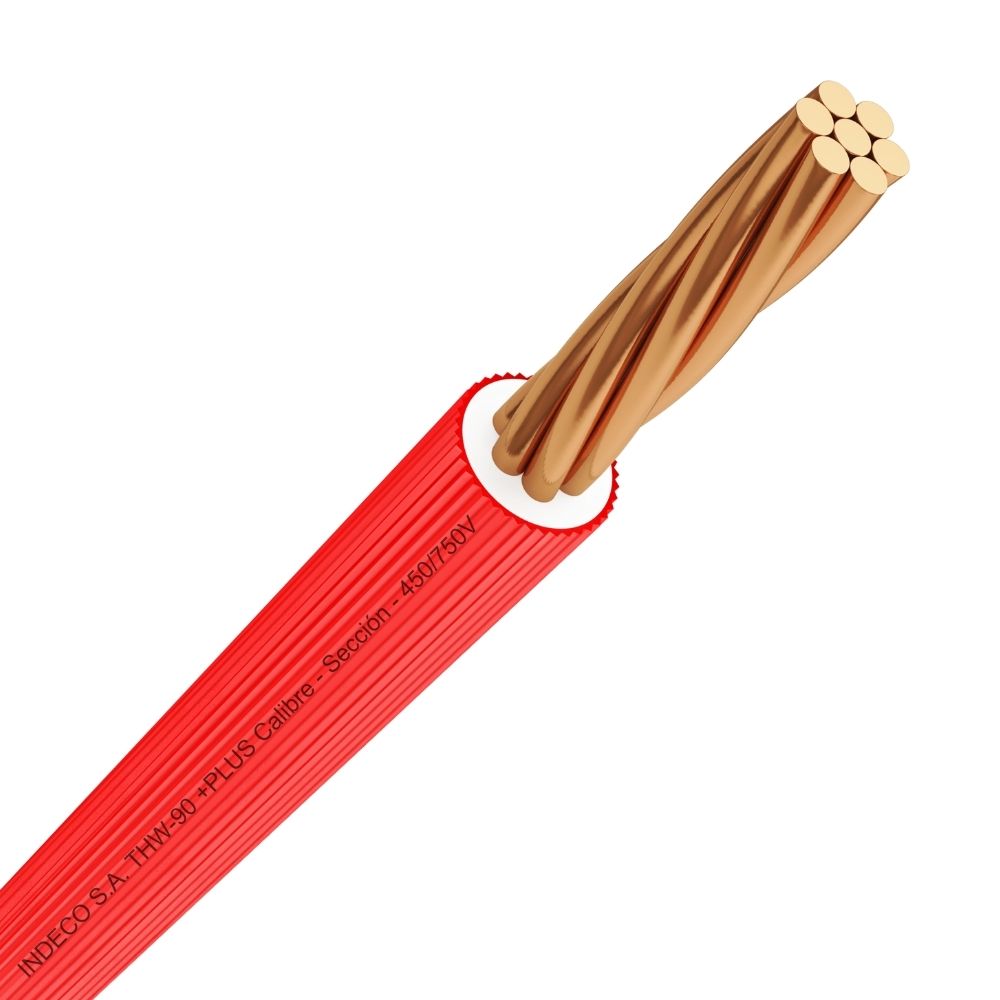 Cable THW-90 +plus 450/750 V 12 AWG Rojo 100m Indeco