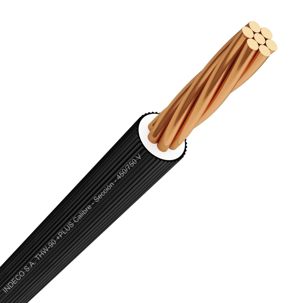 Cable THW-90 +plus 450/750 V 14 AWG Negro 100m Indeco