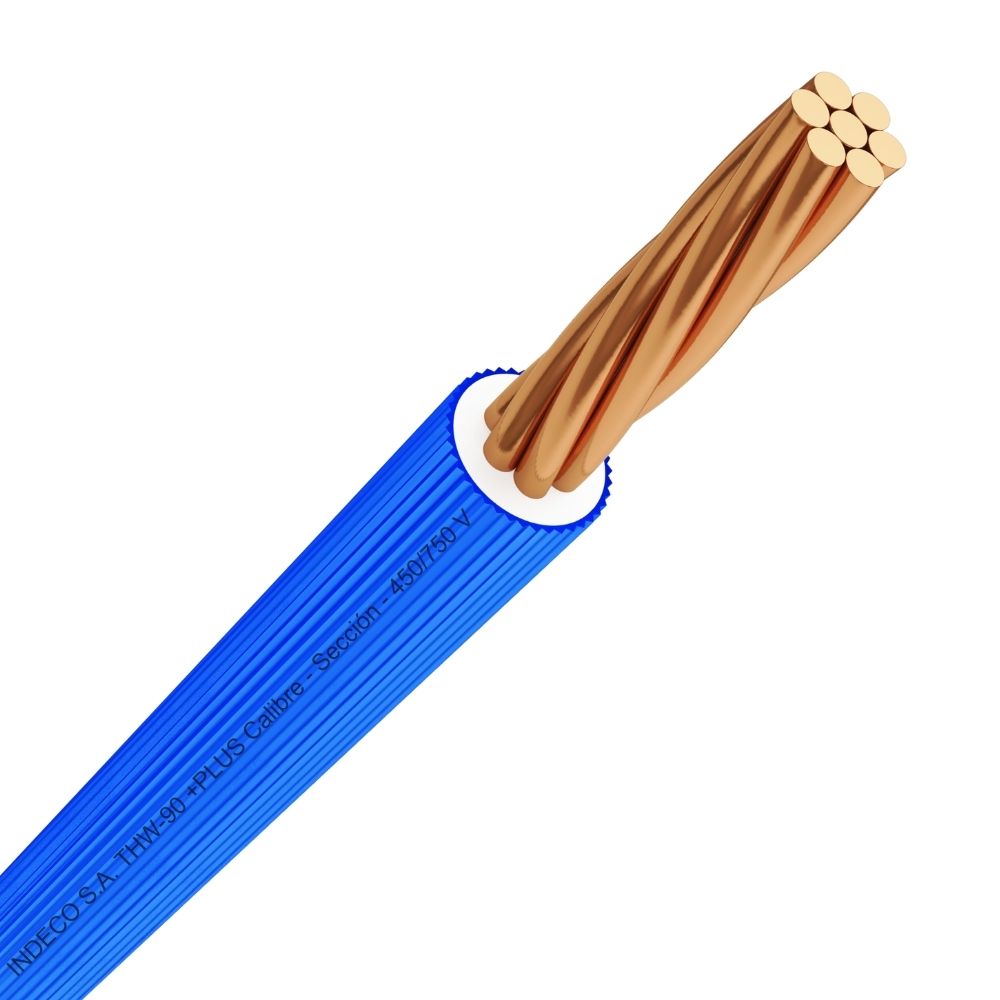 Cable THW-90 +plus 450/750 V 14 AWG Azul 100m Indeco