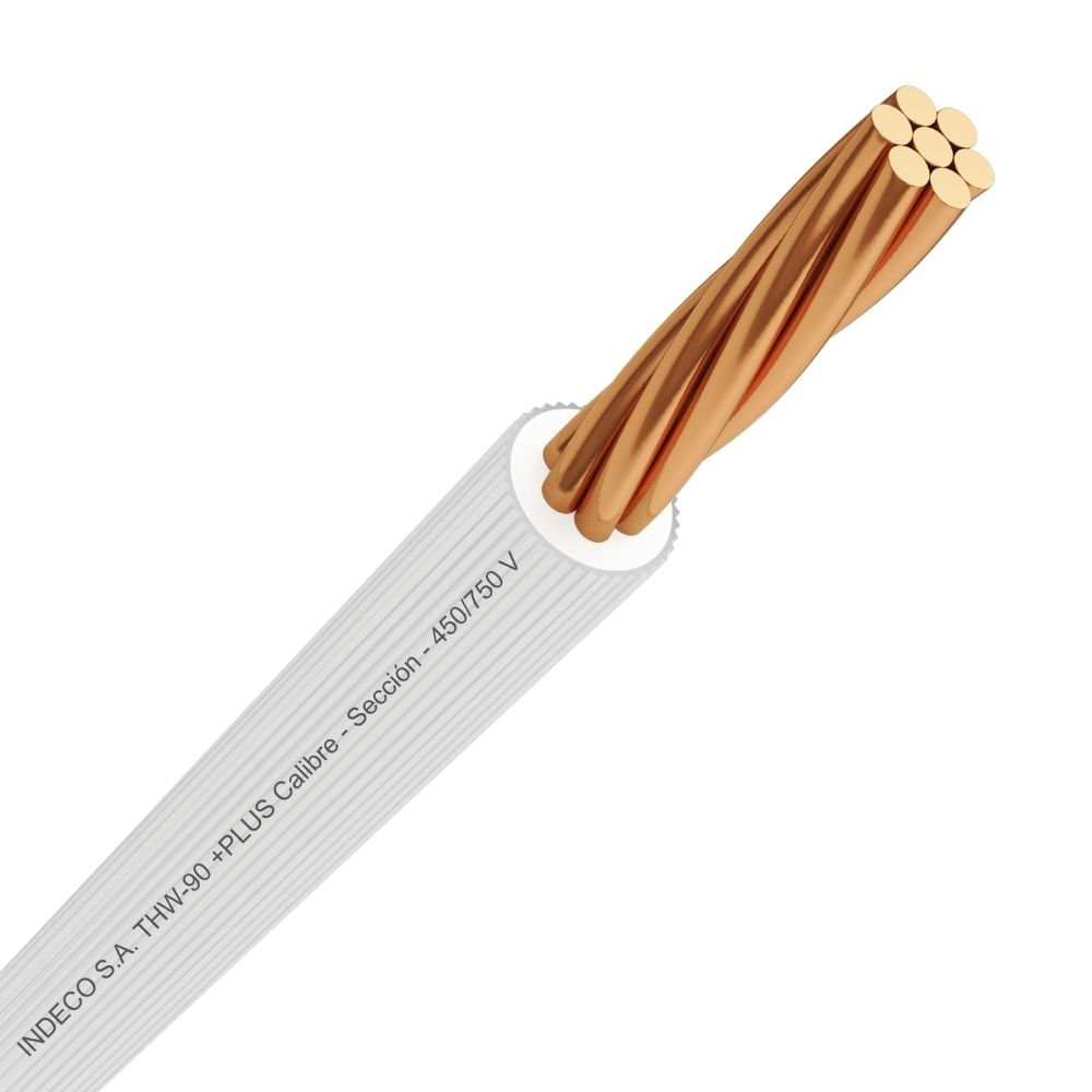 Cable THW-90 +plus 450/750 V 14 AWG Blanco 100m Indeco