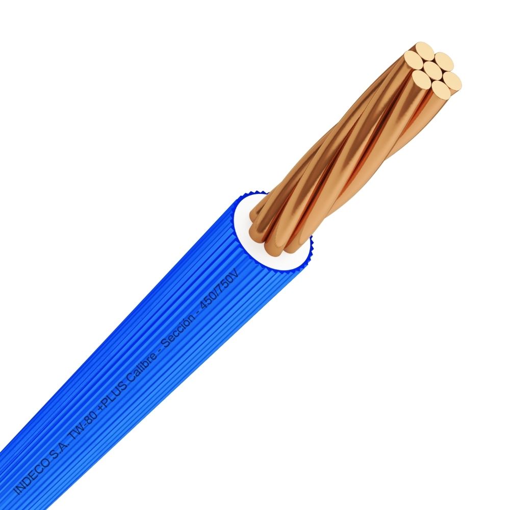 Cable TW-80 +plus 450/750 V 14 AWG Azul Indeco