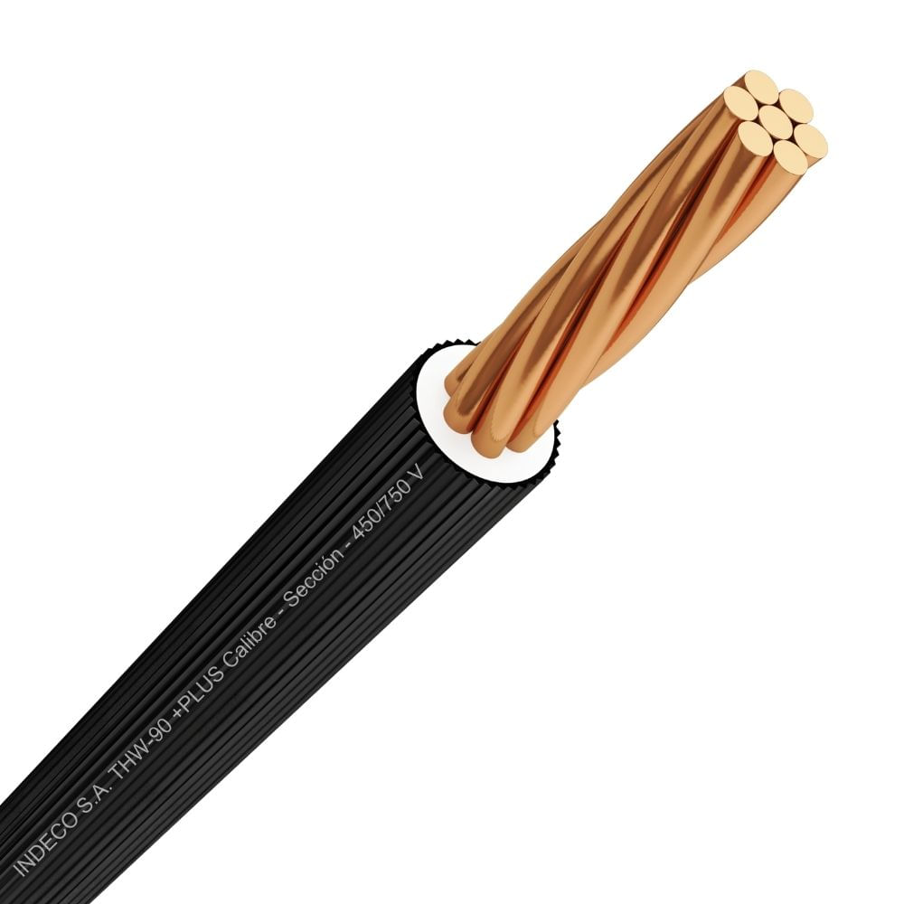 Cable THW-90 +plus 450/750 V 10 AWG Negro 100m Indeco