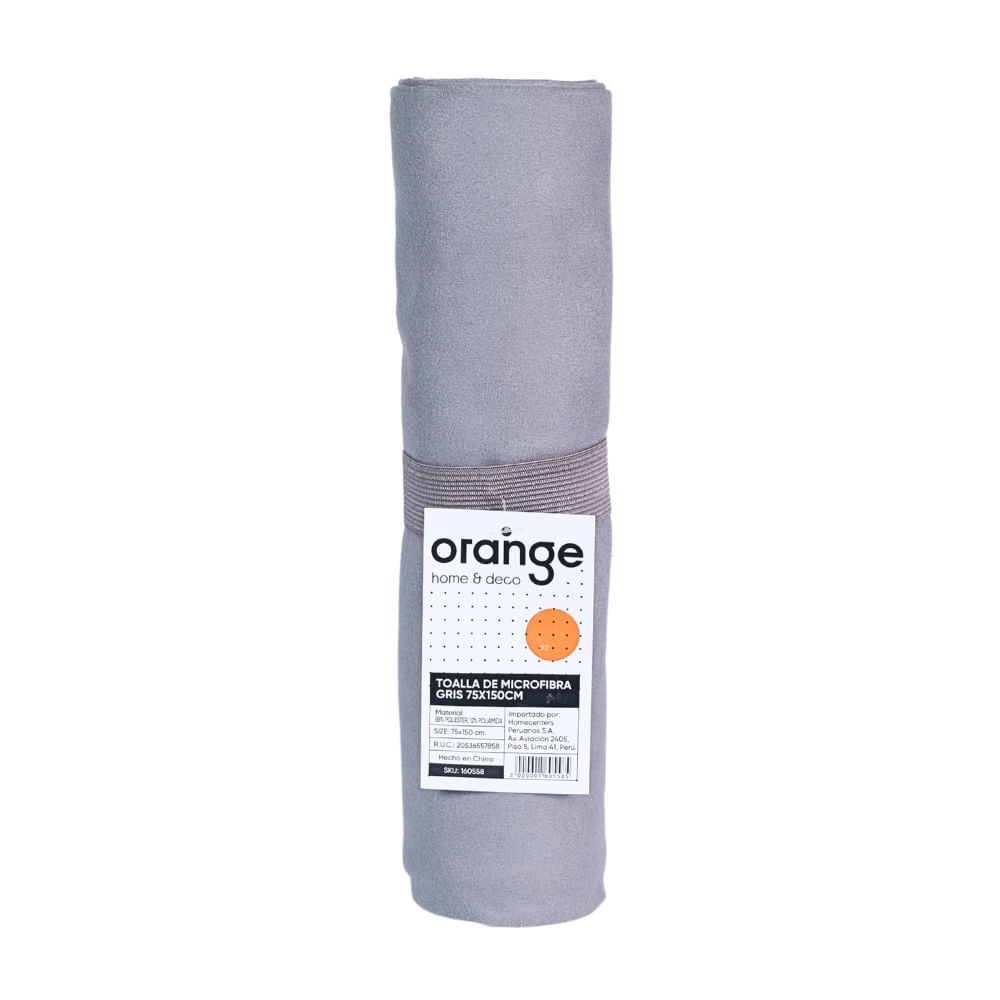 Toalla de Microfibra Gris 75x150cm Orange