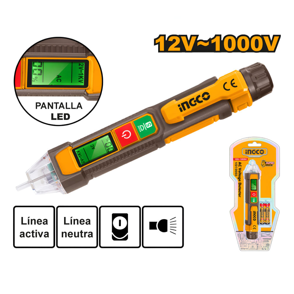 Detector de Voltaje Ingco 12-1000V VD210003