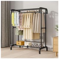 Colgador Organizador de Ropa de 4 barras 157x91x44cm Negro