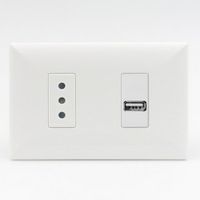 TOMACORRIENTE DOBLE 1 3 EN LINEA Y 1 CARGADOR USB TIPO A SINTHESI S17 PLACA BLANCA Y DADO BLANCO