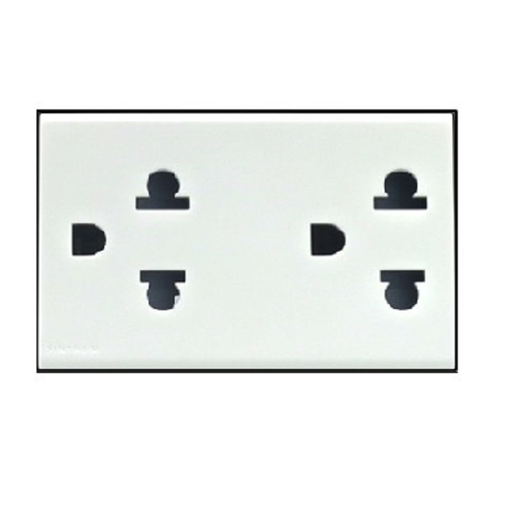 DADO TOMACORRIENTE DUPLEX UNIVERSAL CON TIERRA DE 3 MODULOS SINTHESI S17 BLANCO