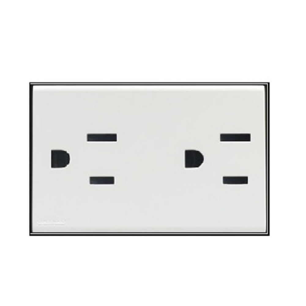 DADO TOMACORRIENTE DUPLEX AMERICANO CON TIERRA DE 3 MODULOS SINTHESI S17 BLANCO