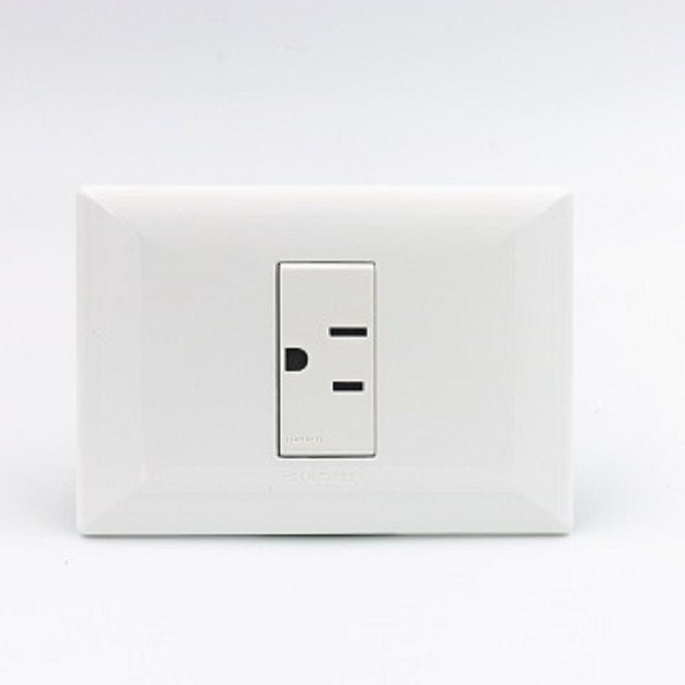 TOMACORRIENTE SIMPLE AMERICANO  SINTHESI S22 PLACA BLANCA Y DADO BLANCO