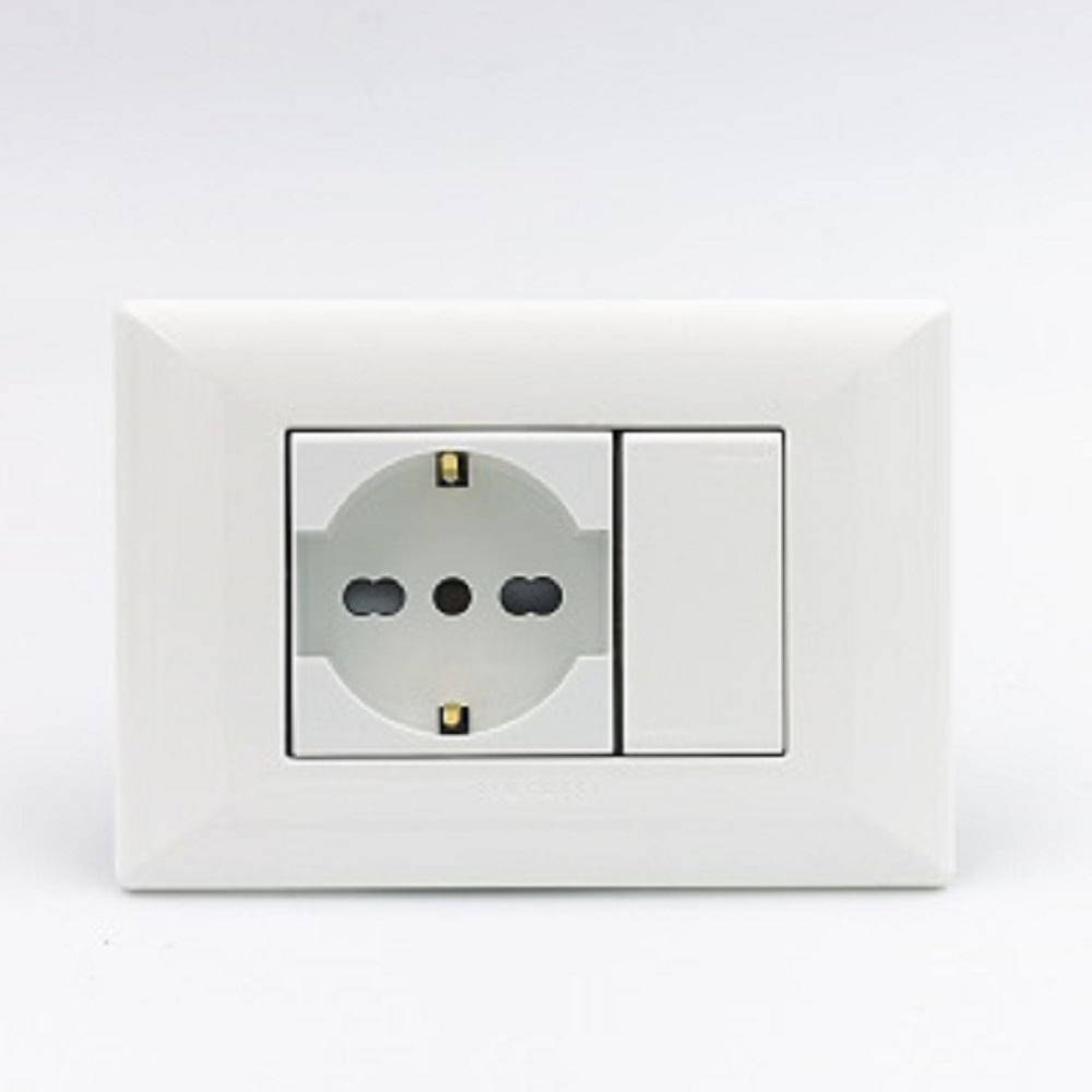 TOMACORRIENTE SCHUKO SIMPLE SINTHESI S22 PLACA BLANCA Y DADO BLANCO