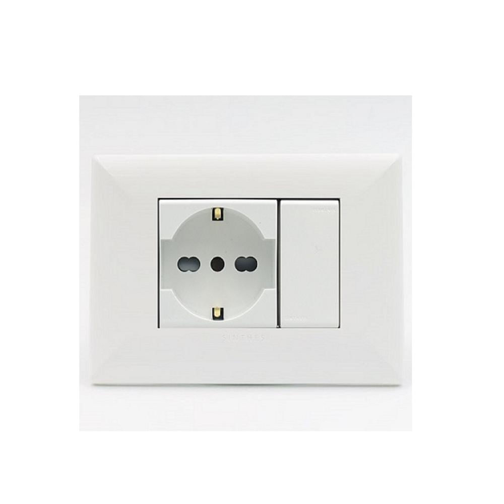 TOMACORRIENTE SCHUKO SIMPLE SINTHESI S17 PLACA BLANCA Y DADO BLANCO