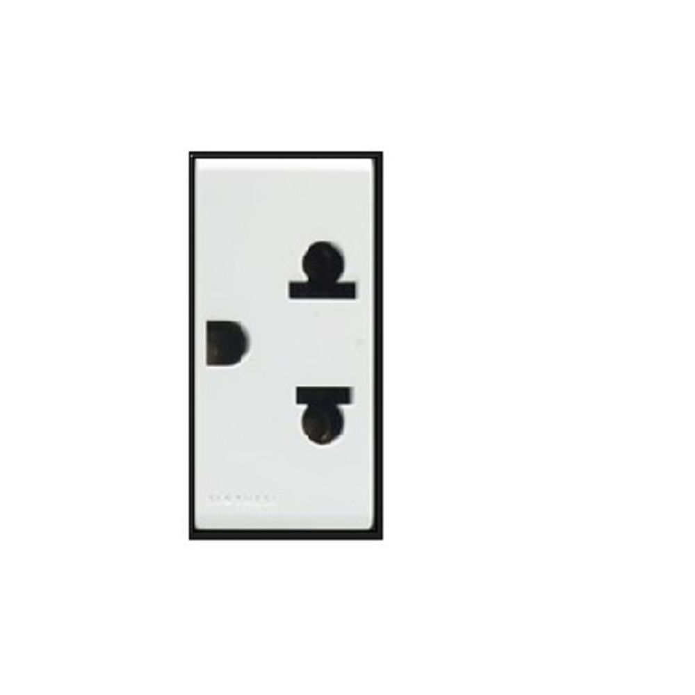 DADO TOMACORRIENTE SIMPLE UNIVERSAL CON TIERRA DE 1 MODULO SINTHESI S22 BLANCO
