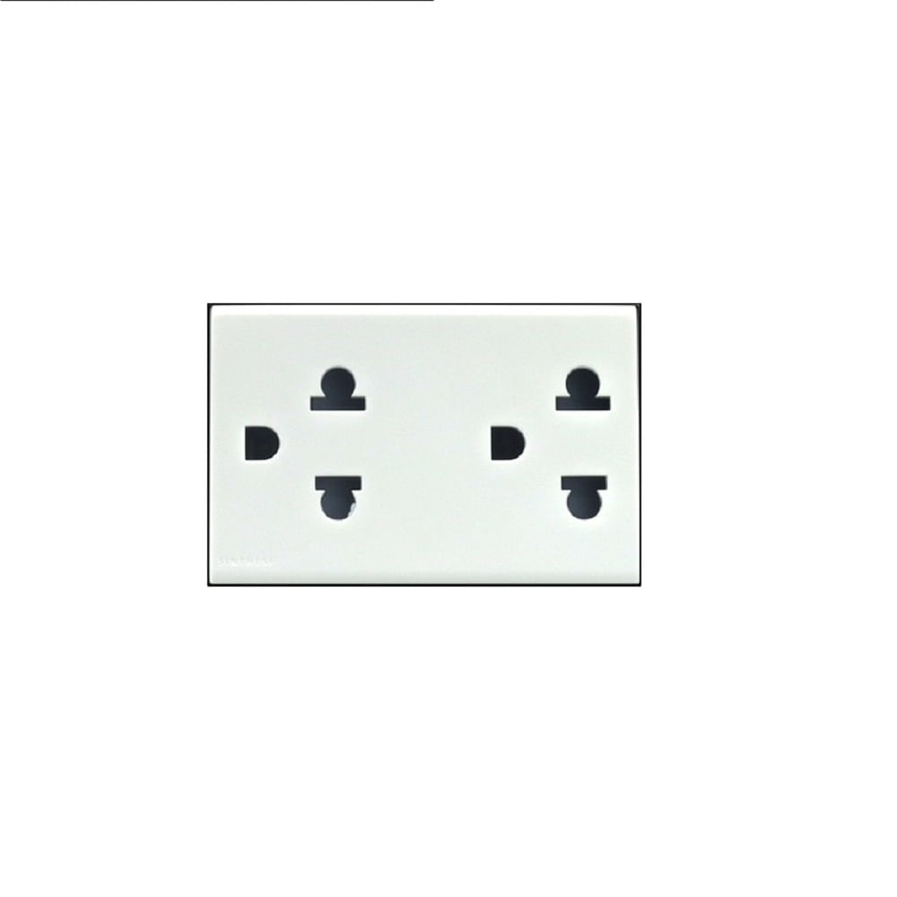 DADO TOMACORRIENTE DUPLEX UNIVERSAL CON TIERRA DE 3 MODULOS SINTHESI S22 BLANCO