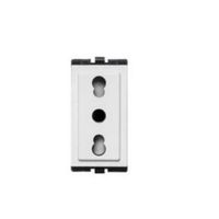 DADO TOMACORRIENTE BIPASO TRES EN LINEA CON TIERRA DE 1 MODULO SINTHESI S17 BLANCO
