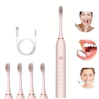 Cepillo Dental Eléctrico X3 Recargable con Temporizador + 4 Cabezales de Repuesto Rosado