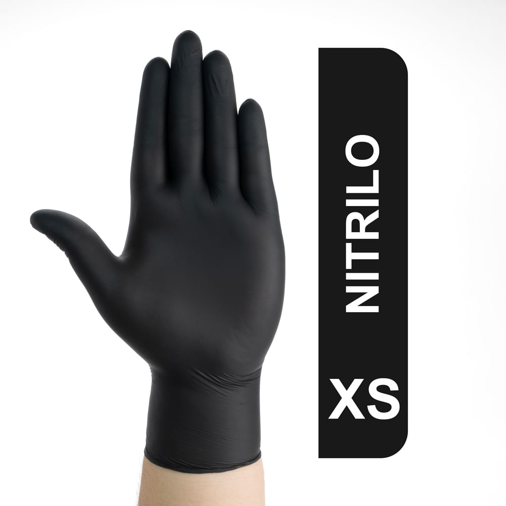 Guantes De Nitrilo Descartables Negros Talla XS Caja 100 Und