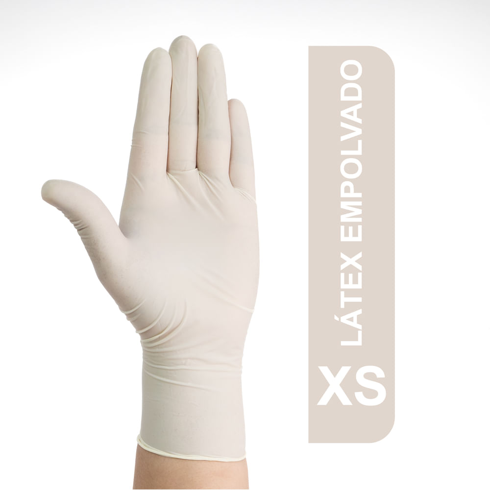 Guantes De Látex Empolvados Blancos Talla XS Caja 100 Und