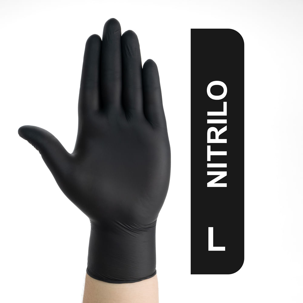 Guantes De Nitrilo Descartables Negros Talla L Caja 100 Und