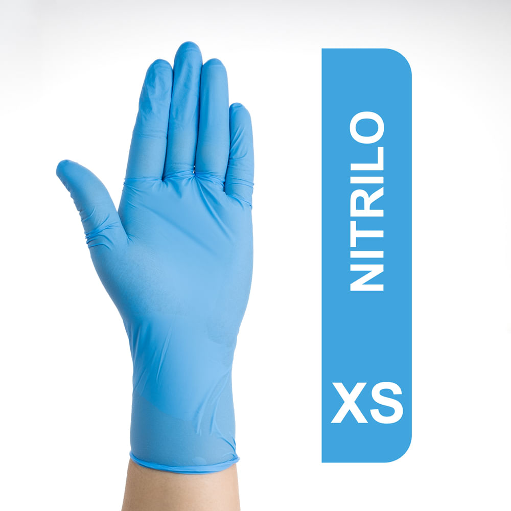 Guantes De Nitrilo Descartables Celestes Talla XS Caja 100 Und