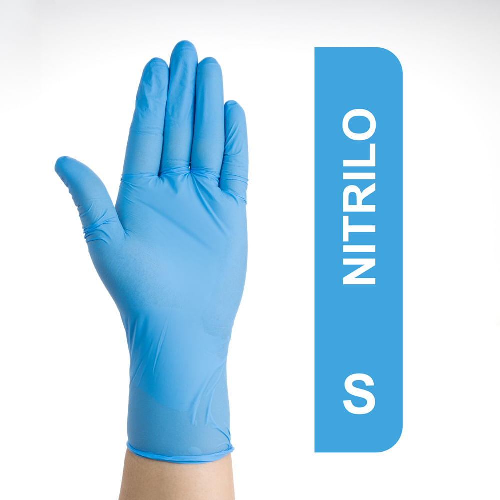 Guantes De Nitrilo Descartables Celestes Talla S Caja 100 Und