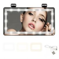 Espejo LED Con Luz Táctil Recargable Para Auto En Visera Parasol Negro  291NE02