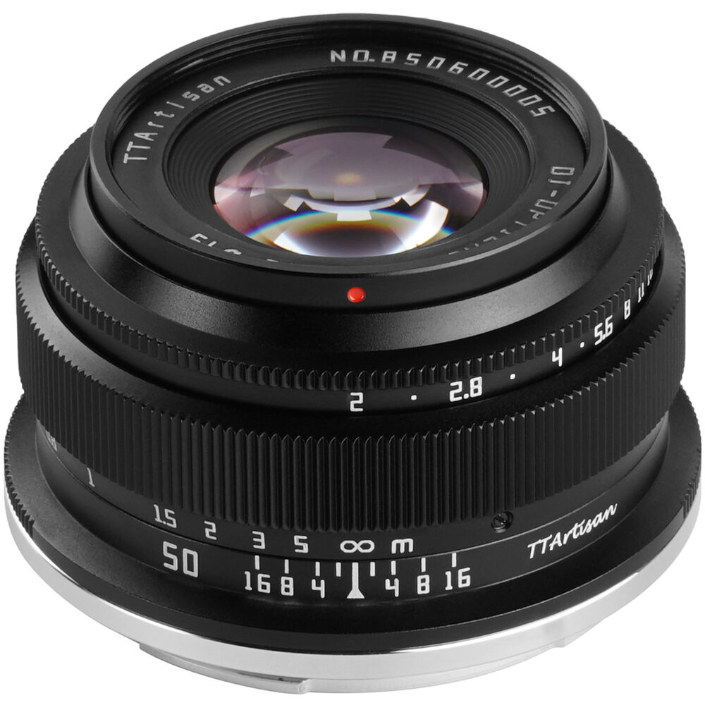 TTArtisan 50mm f/2 Lente para Sony E (Negro) - Montura E, Formato Full-Frame, Abertura f/2 a f/16, E