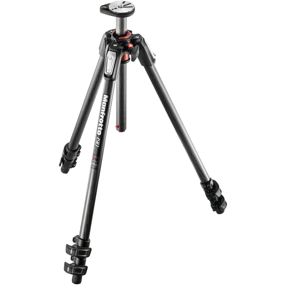 Trípode de Fibra de Carbono Manfrotto MT190CXPRO3 - Capacidad de Carga 15.4 lb, Altura Máxima 63"", A