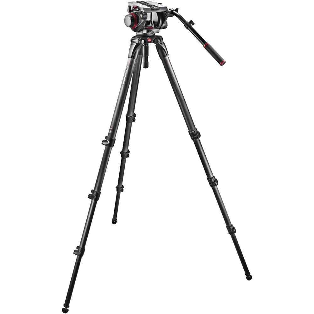 Trípode de Fibra de Carbono Manfrotto 536 con Cabezal de Video 509HD y Bolsa de Transporte Acolchada