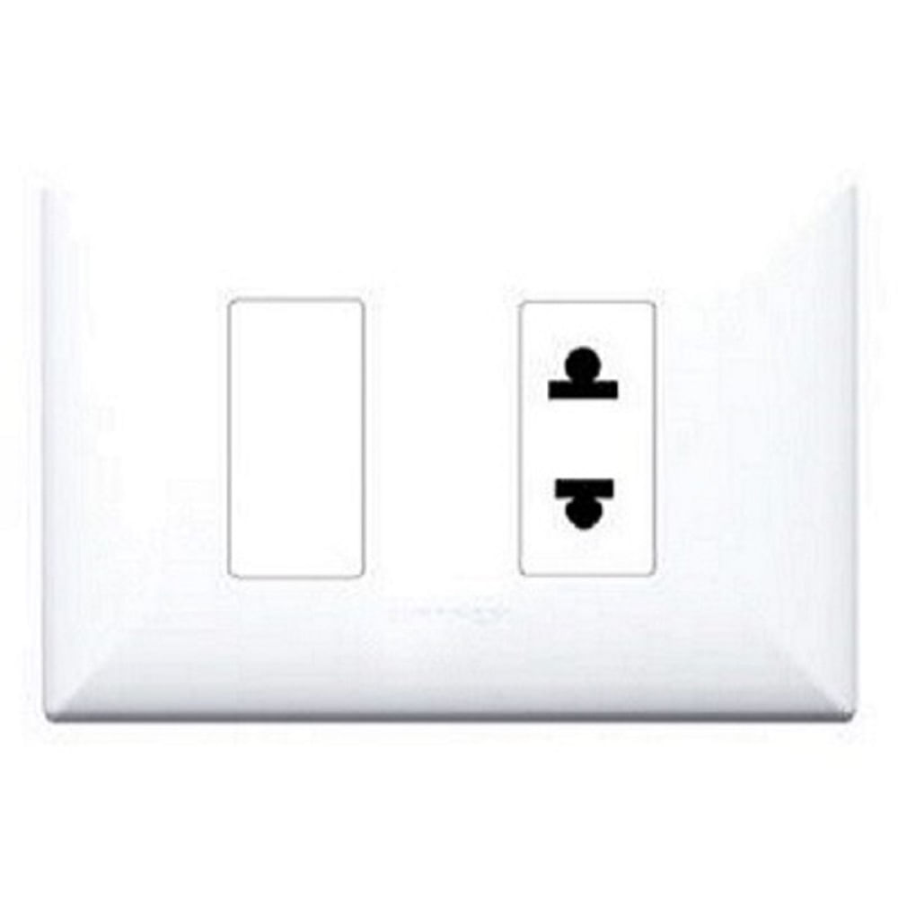 INTERRUPTOR TOMACORRTE DOBLE 1 SIMPLE Y 1 EUROAMERIC SINTHESI S17 PLACA BLANCA Y DADO BLANCO