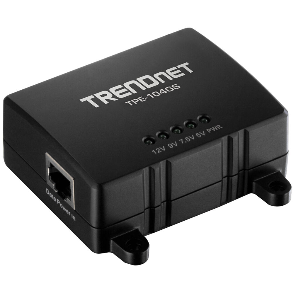 TRENDnet -104GS Gigabit PoE Splitter (Versión 2) - Convierte PoE a No PoE, Alcance de hasta 328',
