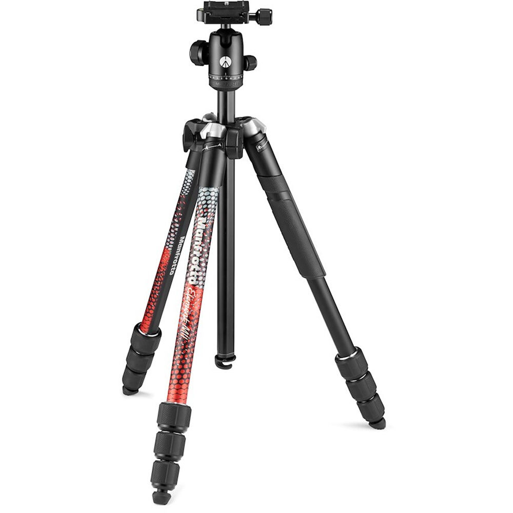 Trípode de Aluminio Manfrotto Element MII con Cabeza de Bola (Rojo) - Capacidad de Carga de 17.6 lb,