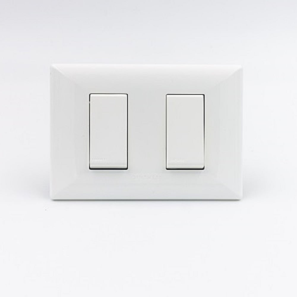 INTERRUPTOR DOBLE SINTHESI S22 PLACA BLANCA Y DADOS BLANCOS