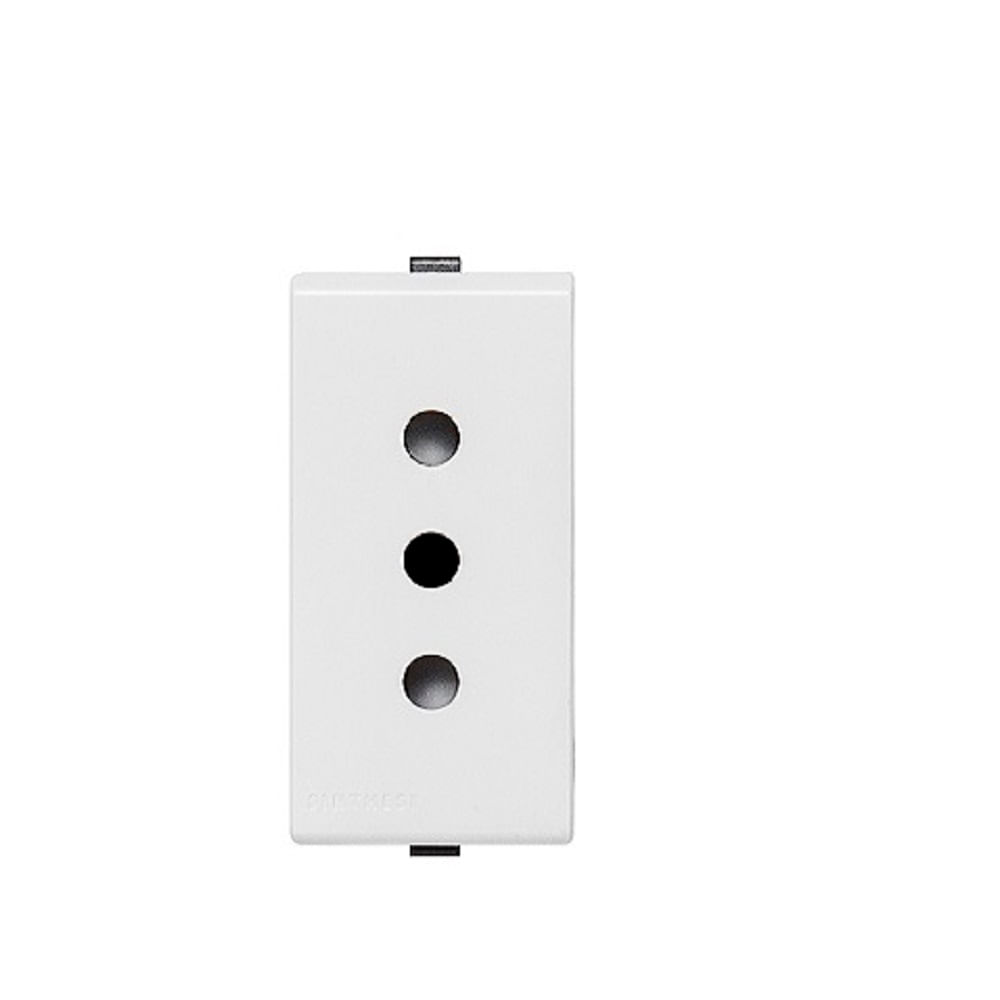 DADO TOMACORRIENTE TRES EN LINEA CON TIERRA DE 1 MODULO SINTHESI S22 BLANCO