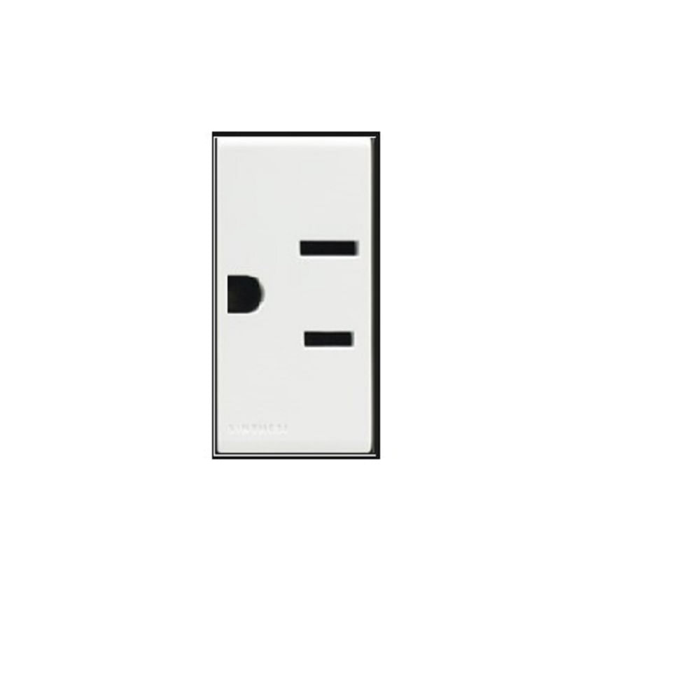 DADO TOMACORRIENTE SIMPLE AMERICANO CON TIERRA DE 1 MODULO SINTHESI S22 BLANCO