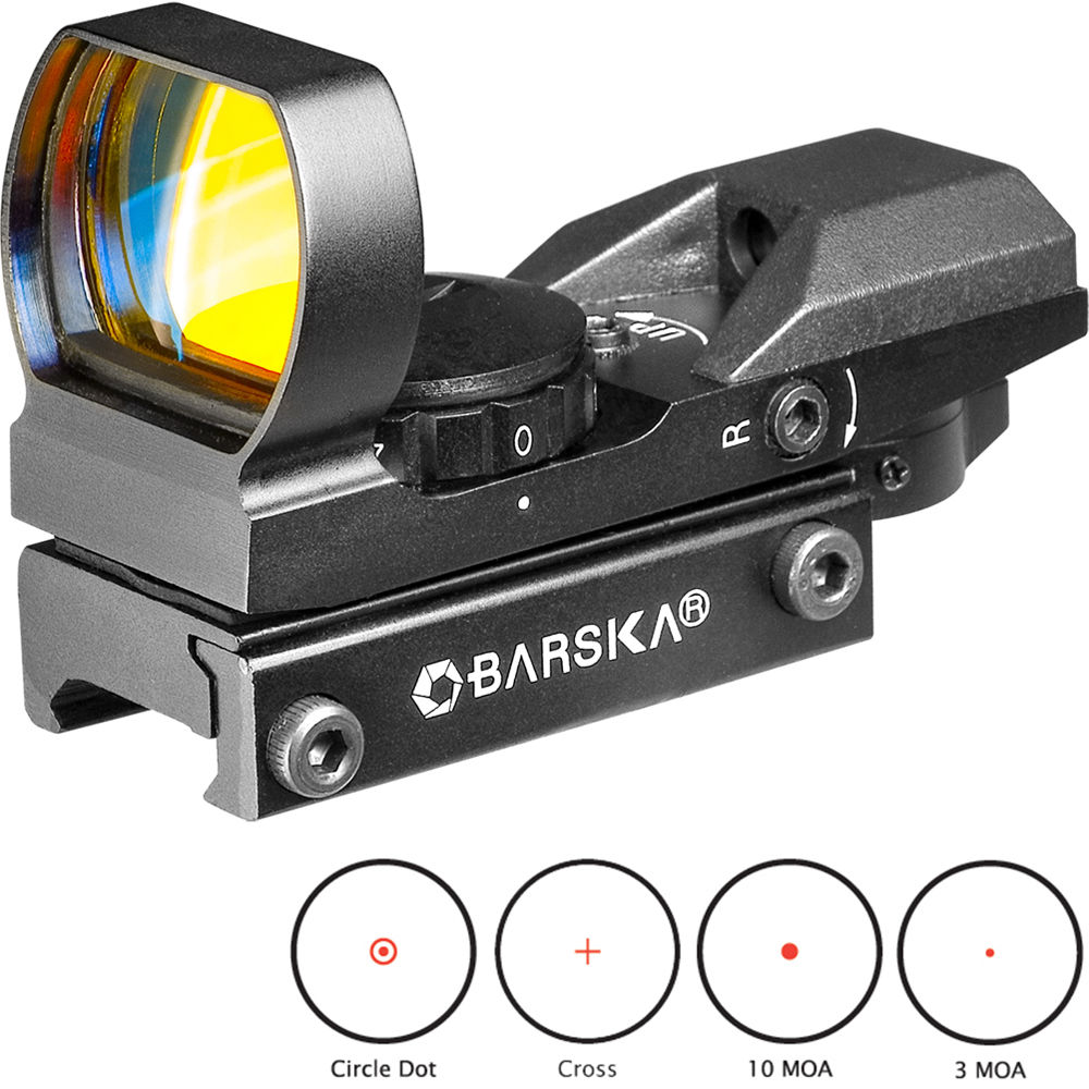 Visor de Rifle Barska 1x22 con Múltiples Retículas Electro (Negro Mate) - Visor de Adquisición Rápid