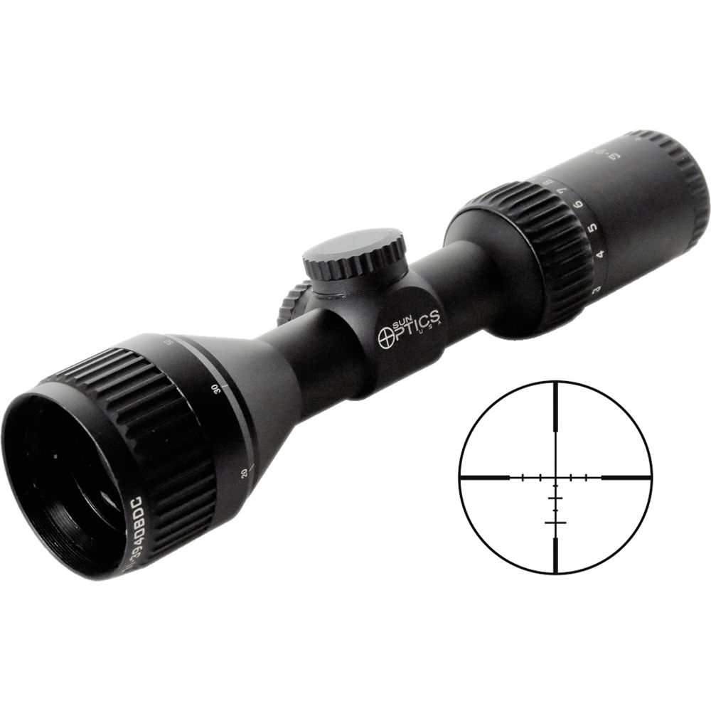 Visor de Rifle Sun Optics 3-9x40 Shorty Forty II (Retícula BDC, Matte Black) - Impermeable, Antivaho