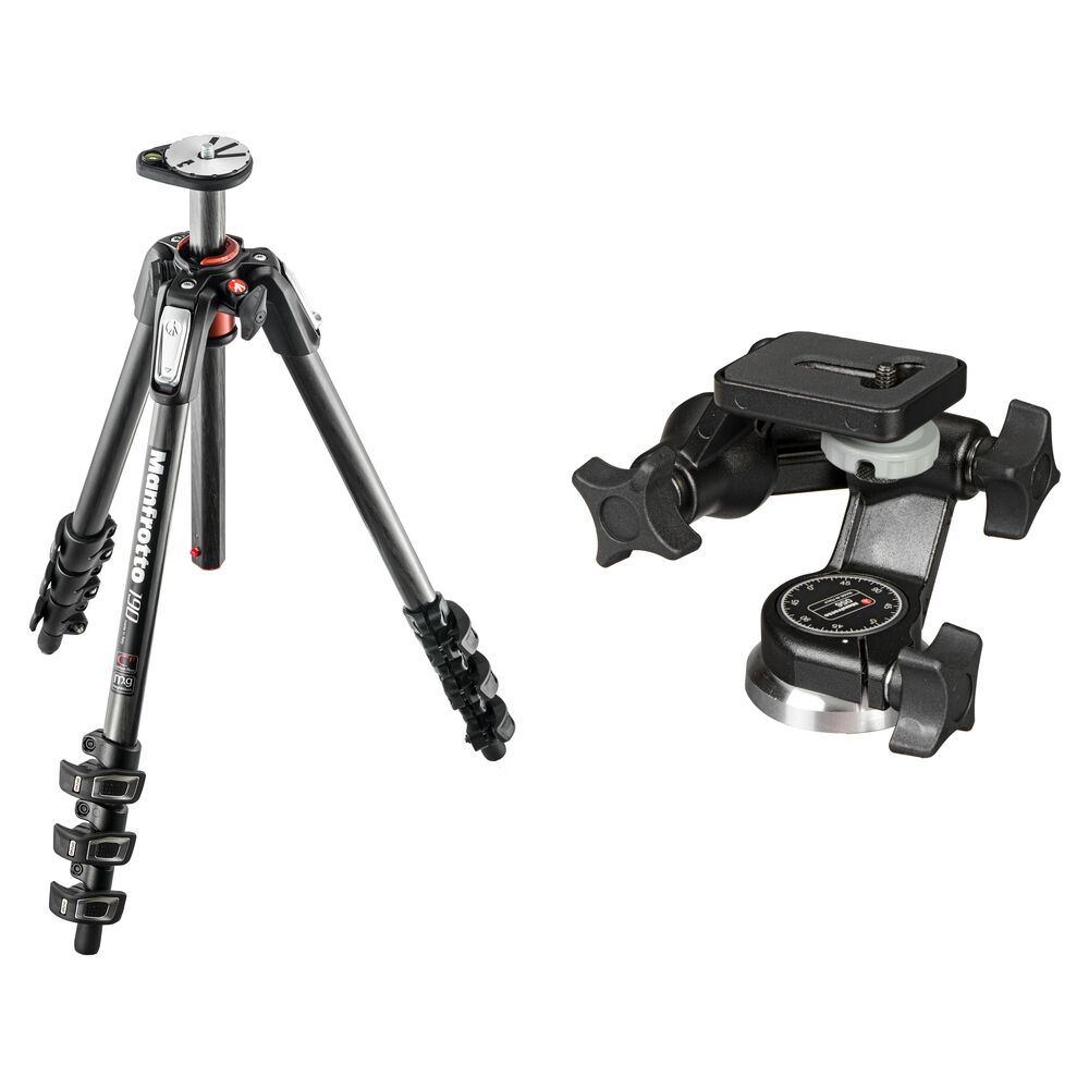 Trípode de Fibra de Carbono Manfrotto MT190CXPRO4 con Cabezal 3D Junior 056 - Altura Máxima 67"", Ple