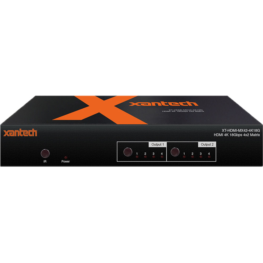 Xantech HDMI 2.0 Matriz 4x2 con Salida de Audio y Gestión EDID - Soporta 4K UHD, IR Bidireccional, C
