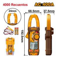 Pinza Amperimétrica Digital Ingco AC 400A 4000 Recuentos DCM62001