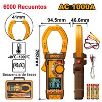 Pinza Amperimétrica Digital Ingco AC 1000A 6000 Recuentos DCM610001