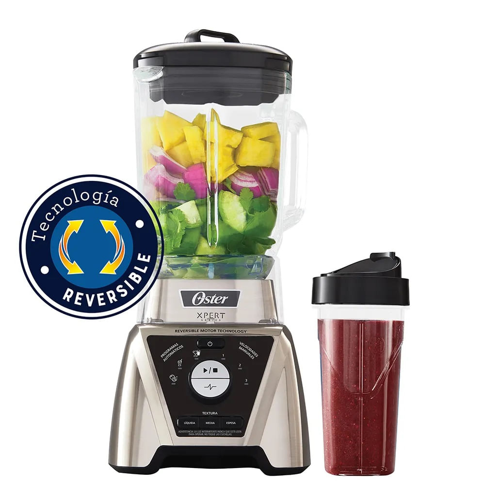 Licuadora 2Lts Xpert Series Reversible con Blend-N-Go Oster BLST3BCPG Niquelada 1500W