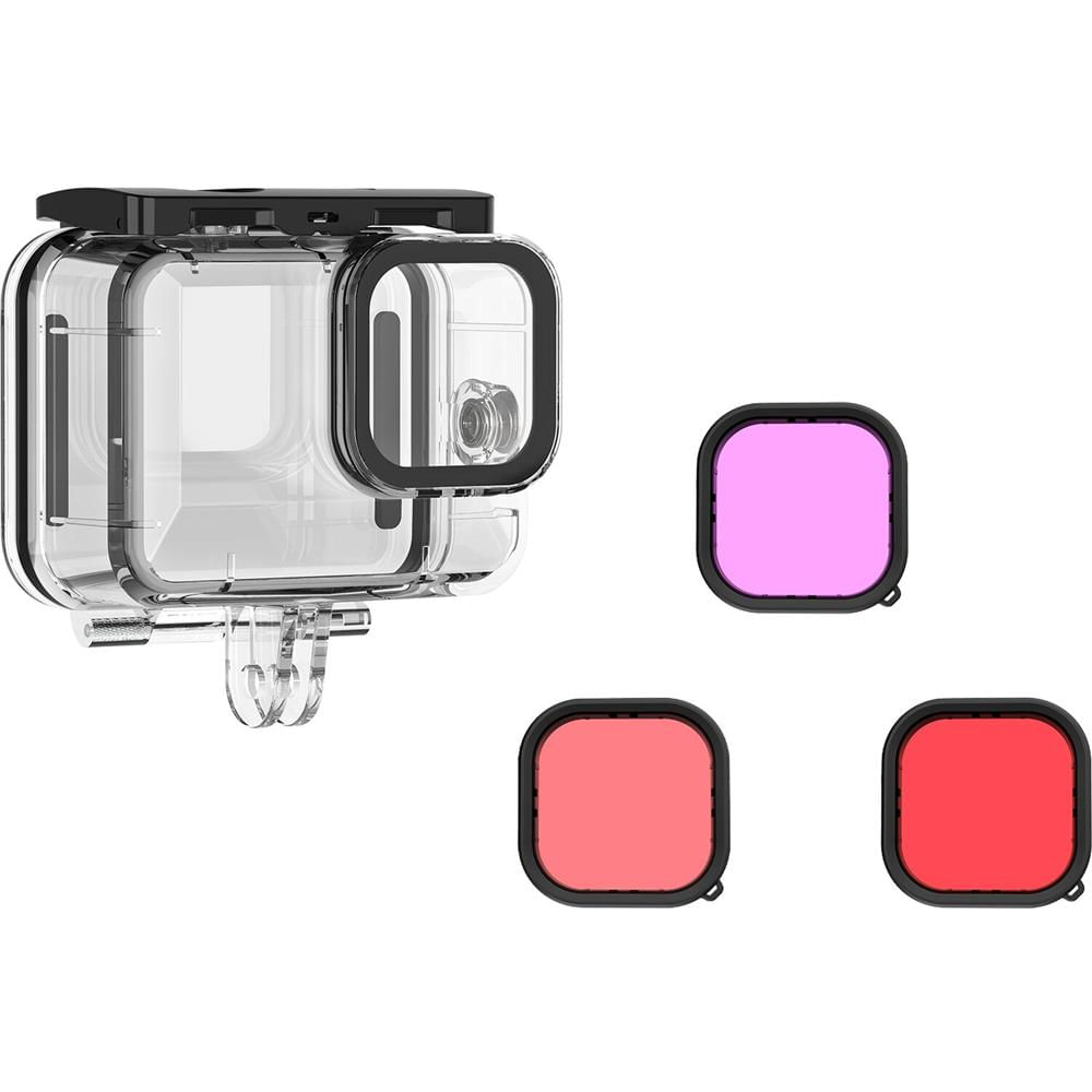 TELESIN Carcasa Impermeable y Kit de Lentes para GoPro HERO9/10/11 (Filtros Púrpura, Rojo y Magenta)
