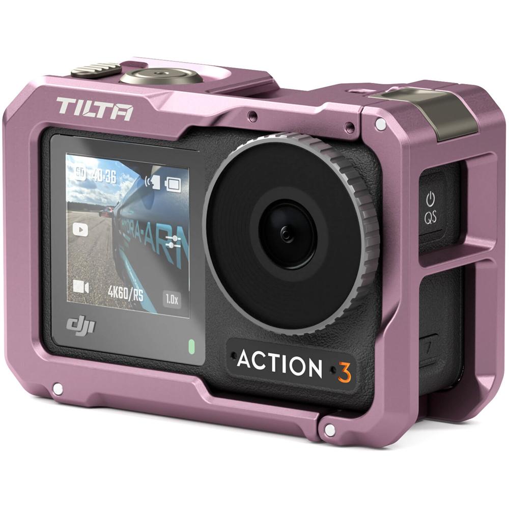 Kit de Jaula Básica Tilta para Cámara DJI Osmo Action 3 (Rosa) - Protección Completa, Base Magnética