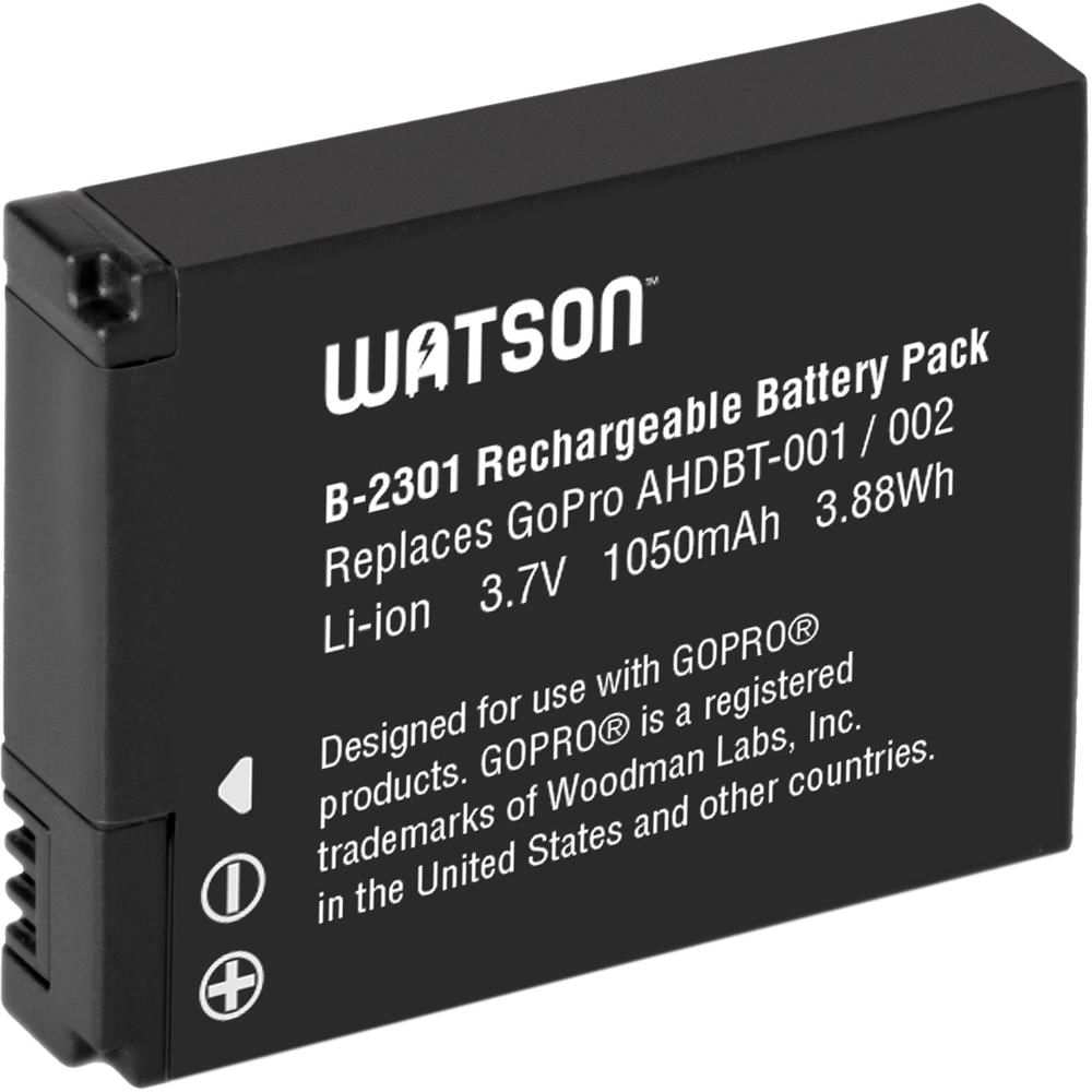 Batería de Litio-Ion Watson para Cámaras GoPro (3.7V, 1050mAh) - Reemplazo para Baterías AHDBT-001 y