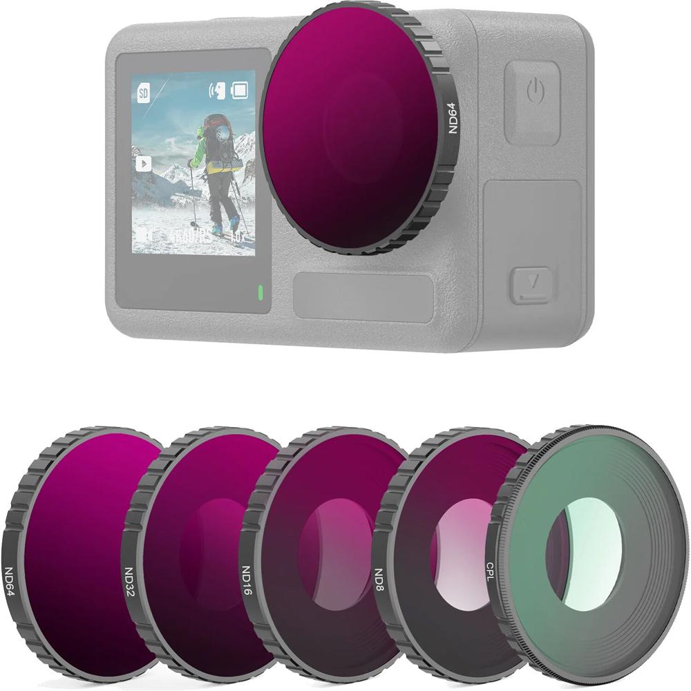 Kit de Filtros Neewer FL-A3 CPL/ND para DJI Osmo Action 3 - Filtros CPL, ND8, ND16, ND32 y ND64, Ópt