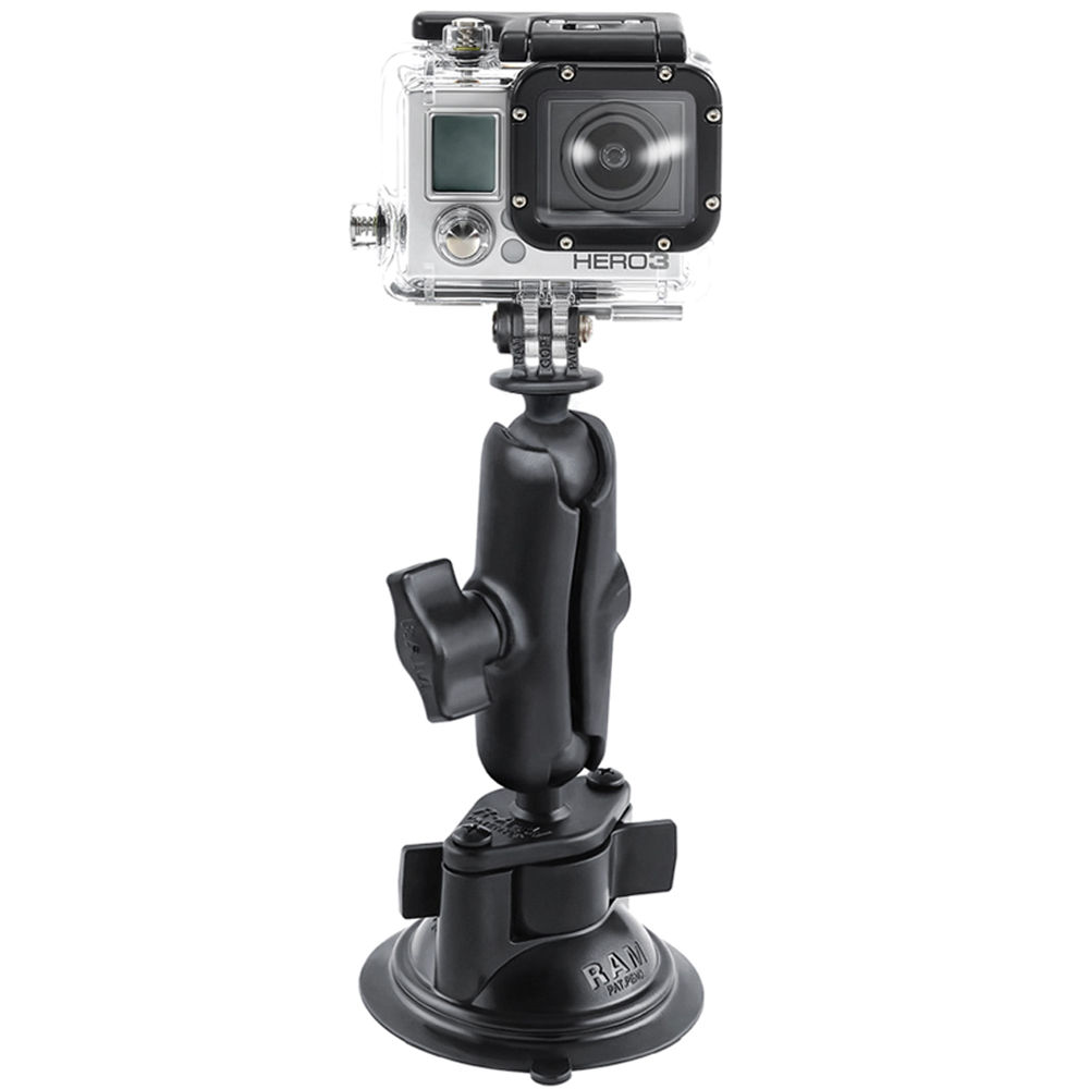 Soporte de Ventosa con Bloqueo por Giro RAM Mounts y Adaptador Personalizado para GoPro Hero